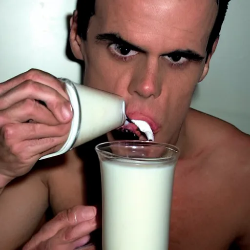 Prompt: steve-o drinking milk