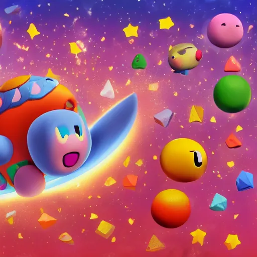 Prompt: Kirby swallowing the Earth, 4k, digital,