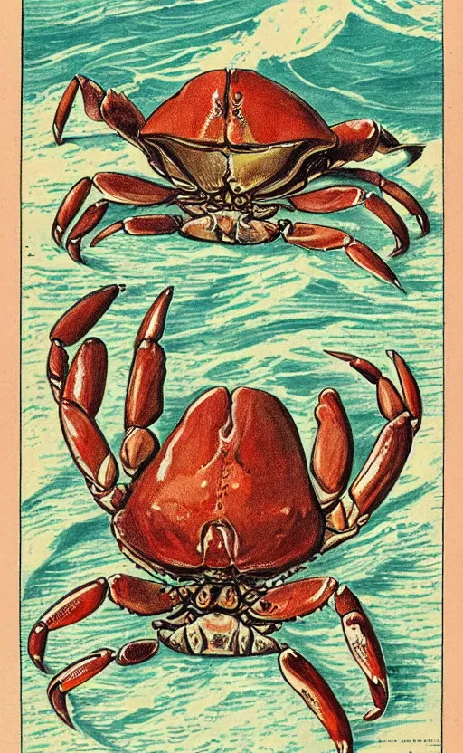 Image similar to a page of crabs illustrations, 1 9 0 0 s, highly detailded