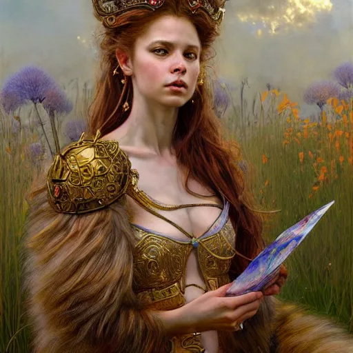 Image similar to highly detailed full portrait of a enchanted lioness in the form of a beautiful young princess. d & d, art by donato giancola and ruan jia and carl larsson and magali villeneuve. trending on artstation, intricate details, energetic composition, golden ratio, concept art, illustration, elegant art