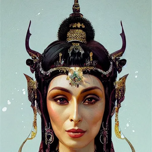 Prompt: cher!!!!! bodhisattva, elegant, portrait, illustration art by greg rutkowski