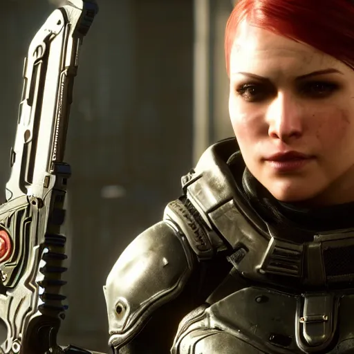 Image similar to random actress in gears of war destiny 2 overwatch witcher 3 god of war tomb raider cyberpunk 2 0 7 7 doom, highly detailed, extremely high quality, hd, 4 k, professional photographer, 4 0 mp, lifelike, top - rated, award winning, realistic, detailed lighting, detailed shadows, sharp, edited, corrected, trending