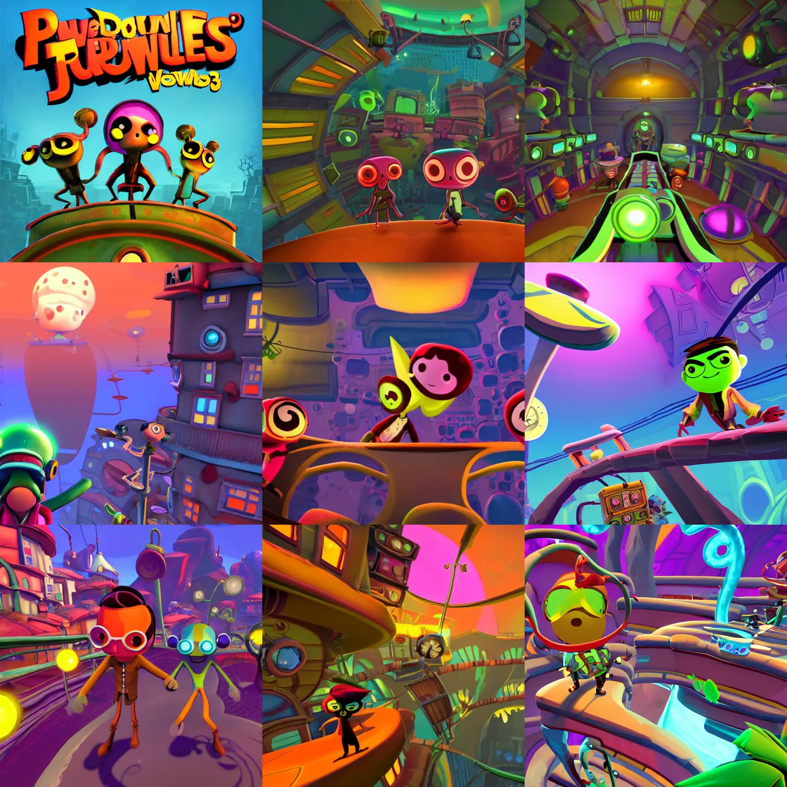 Prompt: a new mental world level for the unreleased psychonauts 3 videogame by double fine, high resolution, PC gaming