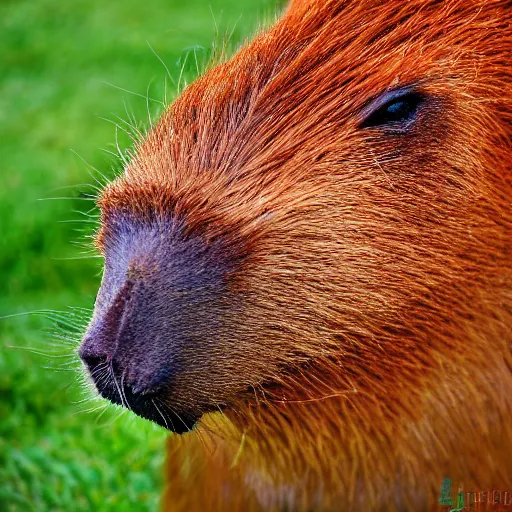 Prompt: capybara with rainbow colored fur, sharp image, hd, realistic, detailed