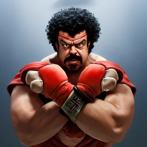 Image similar to danny mcbride as e. honda street fighter, slapping, ultra realistic, concept art, intricate details, highly detailed, photorealistic, octane render, 8 k, unreal engine, art by frank frazetta, simon bisley, brom