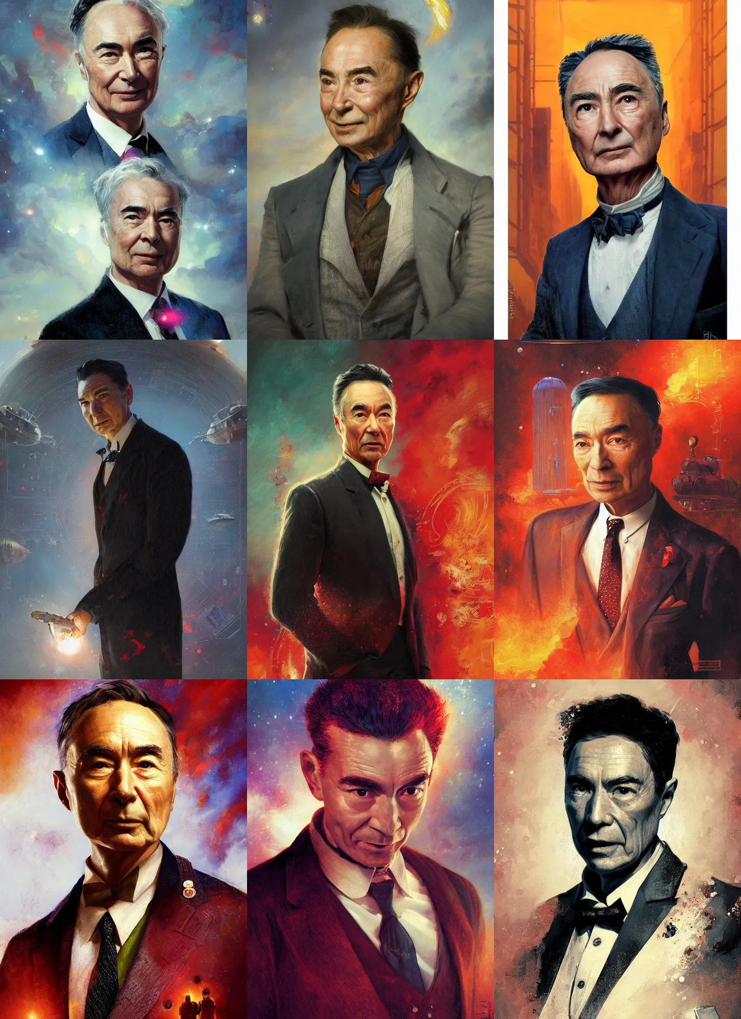 Prompt: formal portrait of robert oppenheimer as jules pierre mao from the expanse. digital art by eugene de blaas, ross tran, and nasreddine dinet, vibrant color scheme, intricately detailed, in the style of romanticism, cinematic, artstation, greg rutkowski