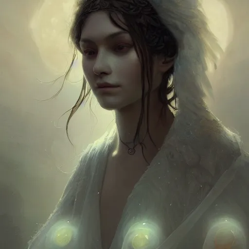 Image similar to A beautiful digital painting of Seraphim, have many eyes, the moon behind her, intricate, cinematic lighting, highly detailed, digital painting, Artstation, concept art, smooth, sharp focus, illustration, art by Tom Bagshaw, Artgerm and Greg Rutkowski