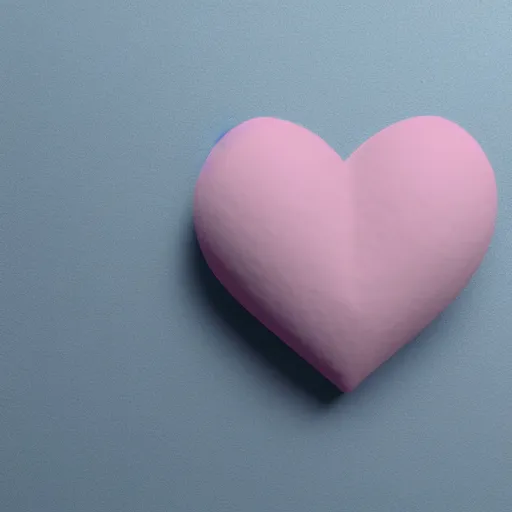 Prompt: 3d render of a rough clay heart shape in the middle of a gray sheet of paper, range of pastel colors on the left side