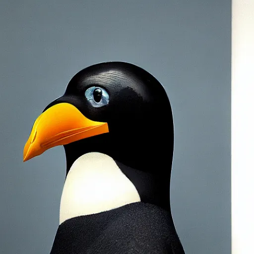 Prompt: portrait photo of Pingu the penguin made from everyday 3d objects, Perfect beak, extremely high details, realistic, by Giuseppe Arcimboldo, Edward Hopper, Rene Margitte