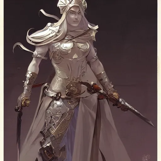 Image similar to a woman dressed in armor and holding a sword, concept art by krenz cushart and artem demura and alphonse mucha, polycount, fantasy art, polycount, concept art, zbrush