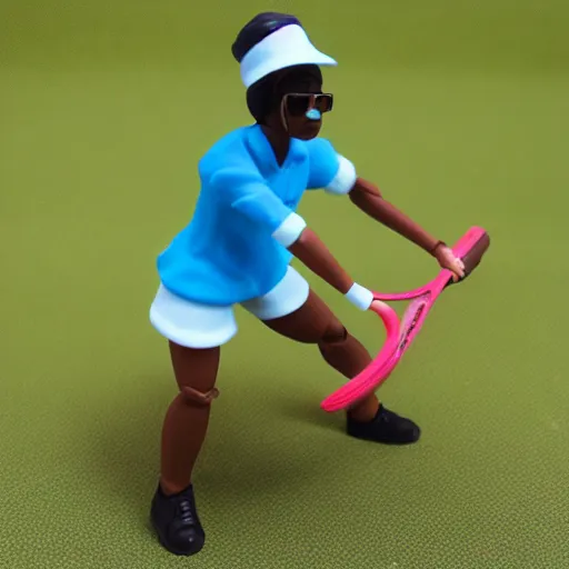 Image similar to maya angelou cosplay tennis player, stop motion vinyl action figure, plastic, toy, butcher billy style