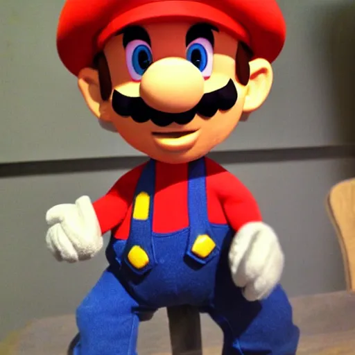 Image similar to Mario as a puppet made by Jim Henson