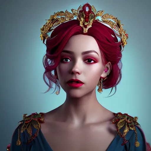 Image similar to portrait of wonderful princess of rubies with fair skin, ornate 8 k radiant gorgeous intricate detailed, accent lighting, dramatic light, octane render