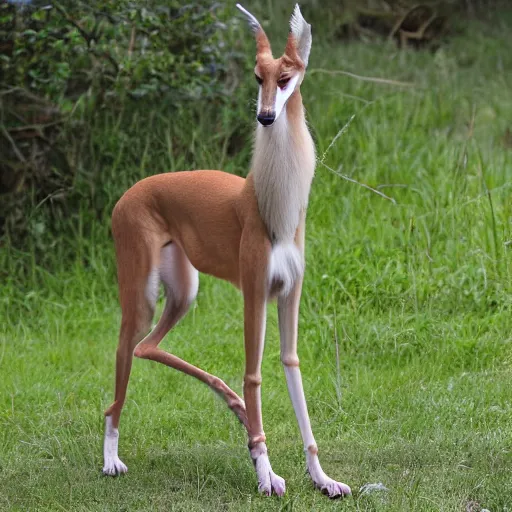 Image similar to photo of a hybrid between a borzoi and a gerenuk