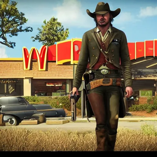 Image similar to John Marston at a McDonalds