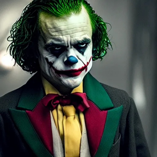 Image similar to stunning awe inspiring peter dinklage as the joker, movie still 8 k hdr atmospheric lighting