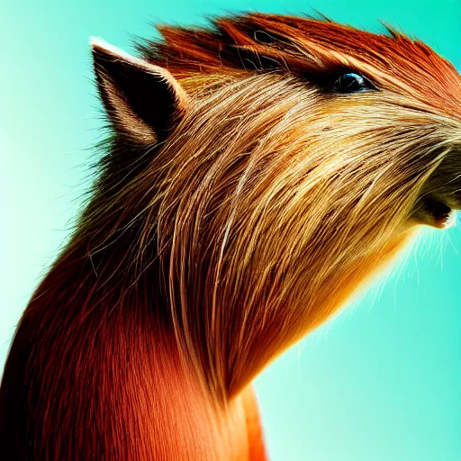 Image similar to beautiful humanized capybara - girl in full growth, studio shooting style, professional photographer, many details, super realistic, high quality, 8 k