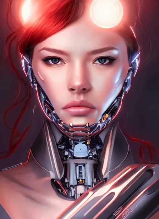 Image similar to portrait of a cyborg woman who turns her head to the ((((((right))))) left+349 (((((up))))) (((((down))))) by Artgerm,eyes closed , biomechanical, hyper detailled, trending on artstation