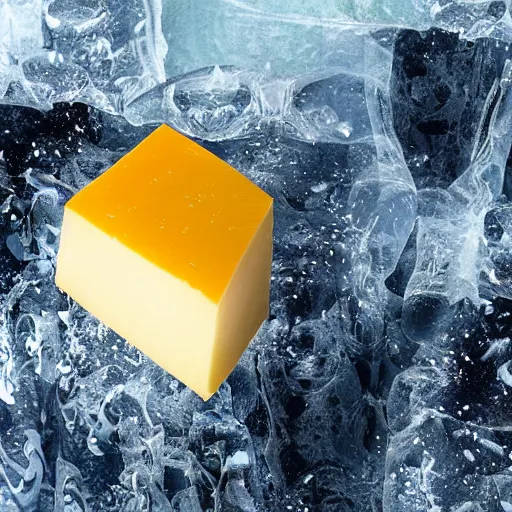 Image similar to block of cheese inside an ice cavern