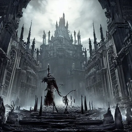 Prompt: a stunning screenshot of an underground city in Bloodborne, masterpiece, hyper-detailed