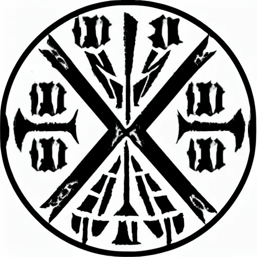 Prompt: black metal band logo, metal font, unreadable, black and white