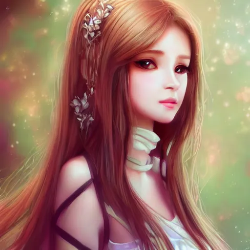 Image similar to realistic beautiful gorgeous natural cute, fantasy, elegant, lovely, princess girl, art drawn full hd, 4 k, highest quality, in artstyle by professional artists wl, kawaii