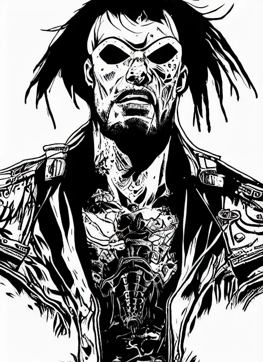 Image similar to the undertaker cyborg, portrait, cyberpunk 2 0 2 0 manual, by steampoweredmikej, inktober, ink drawing, black and white, coloring pages, manga, highly detailed