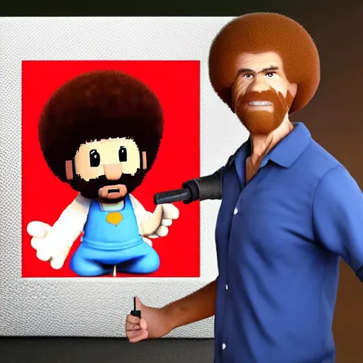 Image similar to Bob Ross character reveal for Super Smash bros ultimate