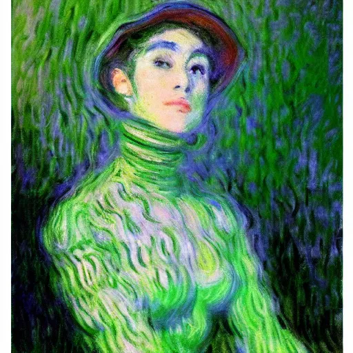 Prompt: Claude Monet, Impressionist Artists, beautiful Borg Queen, detailed, ethereal, Cybernetic implant H 768