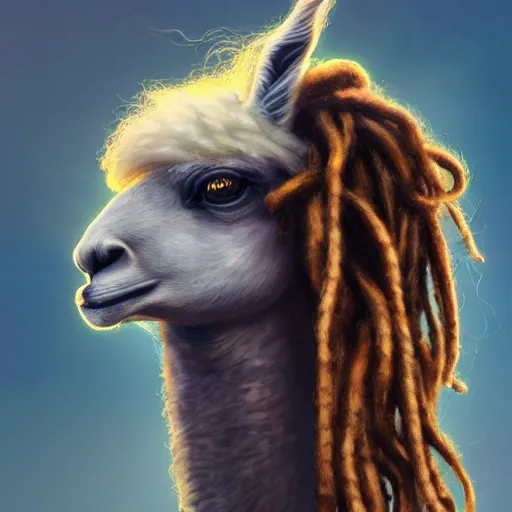 Prompt: llama with dreadlocks, industrial sci-fi, by Mandy Jurgens, Ernst Haeckel, James Jean, artstation, concept art, beautiful colors