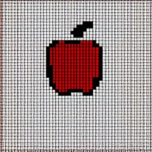 Image similar to an apple pixelated in red and black on a white background, pixel art by Mac Conner, reddit contest winner, pixel art, #pixelart, art, pixel perfect