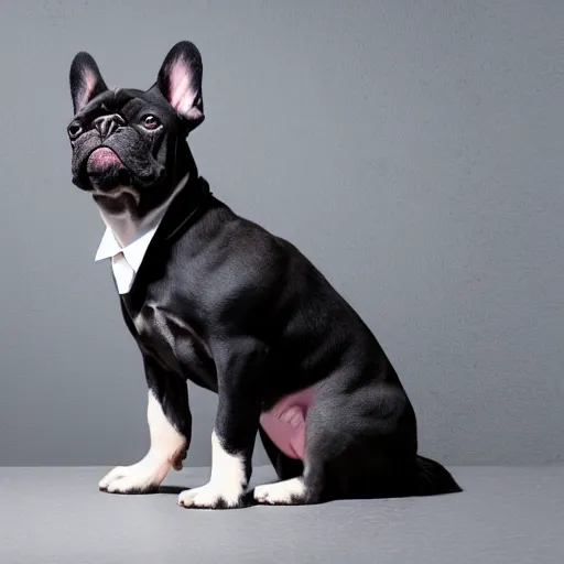 Image similar to black french bulldog wearing businessman attire
