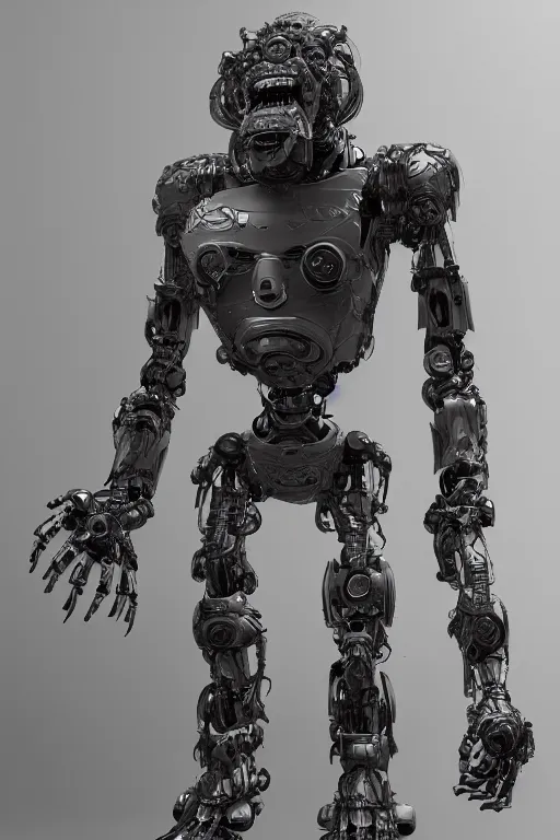 Prompt: robot ape, ultra realistic, concept art, intricate details, highly detailed, photorealistic, octane render, 8 k