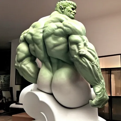 Prompt: a photo of a marble statue of hulk by michelangelo, greek white marble, trending on artstation