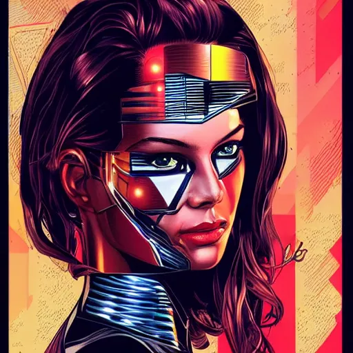 Image similar to portrait of a female android, by DC comics and Sandra Chevrier