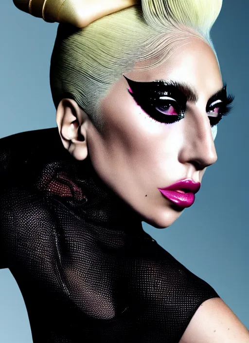 Image similar to lady gaga vogue photoshoot by nick knight editorial studio lighting Highly realistic. High resolution. Highly detailed. Dramatic. 8k.4k.