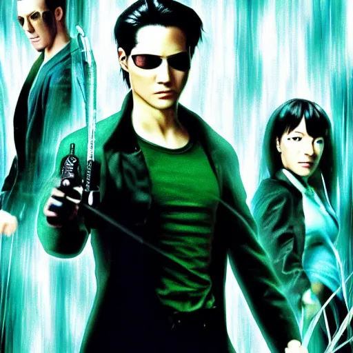 Image similar to The movie matrix as a Japanese anime hyper realistic 4K quality