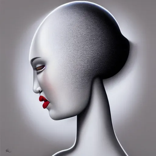 Image similar to pop surrealism, airbrush art, minimalist, an ultrafine detailed painting by rafal olbinski, a painting of a woman, skeuomorphic, very detailed, detailed painting, behance contest winner