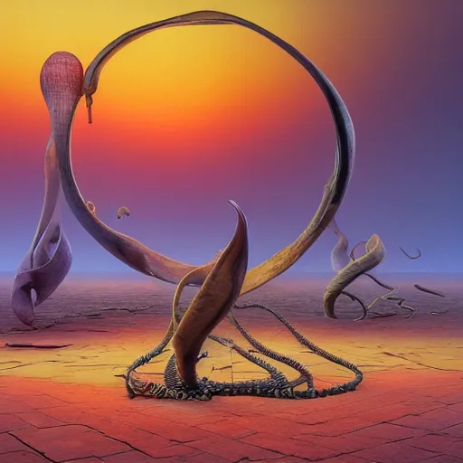 Prompt: hyperrealstic random objects in a surreal dreamscape environment by salvador dali, highly detailed, 3 d render, vray, octane, realistic lighting, photorealistic, colorful, intricate, elegant, wayne barlowe, vaporwave, beautiful, masterpiece, sunrise