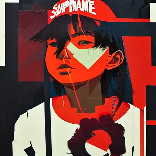 Prompt: Supreme x Akira Profile Picture by Sachin Teng, asymmetrical, Organic Painting , Matte Painting, geometric shapes, hard edges, graffiti, street art,:2 by Sachin Teng:4