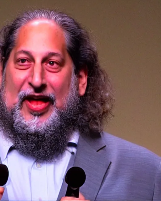 Image similar to Richard Stallman demonstrates the new Apple iPhone, Apple Special event, keynote presentation