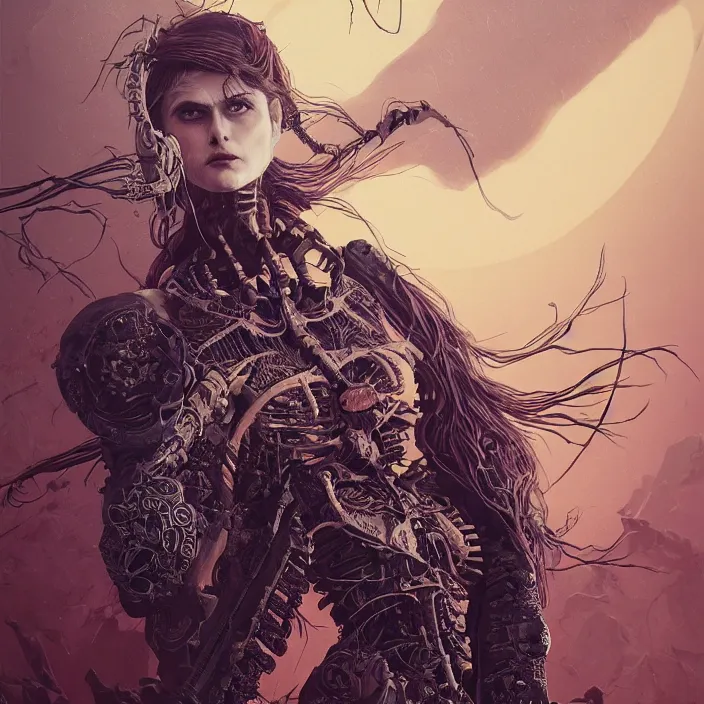 Image similar to portrait of skeleton as Alexandra Daddario. intricate abstract. intricate artwork. by Tooth Wu, wlop, beeple, dan mumford. octane render, trending on artstation, greg rutkowski very coherent symmetrical artwork. cinematic, hyper realism, high detail, octane render, 8k, iridescent accents