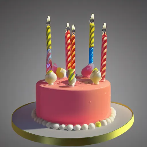 Image similar to birthday cake, 8 k artstation volumetric light