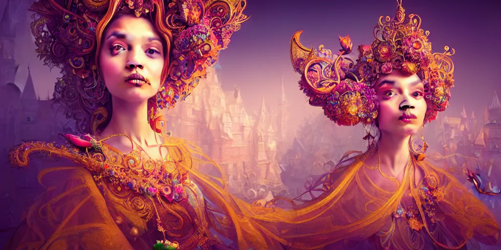 Prompt: portrait of princess, beautiful, attractive, glowing, ornate and intricate, jaw dropping, dynamic lighting, colorful, fairy tale, intricate and detailed, 4 k octane render gediminas pranckevicius!