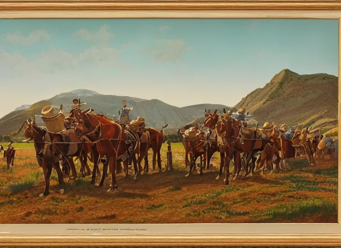 Image similar to mormon pioneers, highly detailed, kitamura