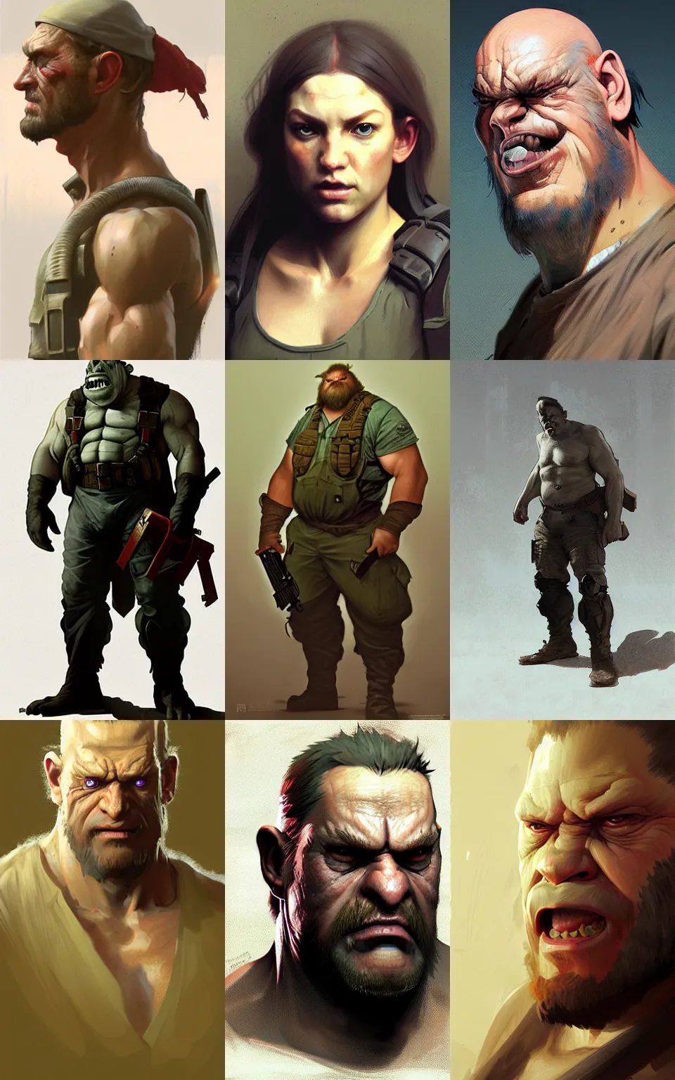 Prompt: character concept portrait, ugly ogre, redneck country, style in digital painting, concept art, smooth, sharp focus, illustration, from metal gear, by ruan jia and mandy jurgens and william - adolphe bouguereau, artgerm