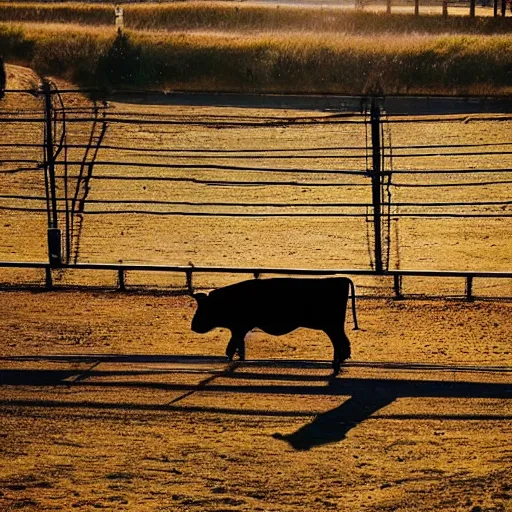 Image similar to cow running from a cage to a light of freedom