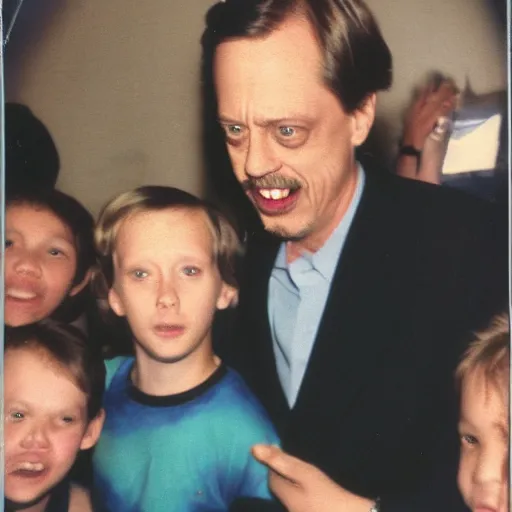 Image similar to polaroid of steve buscemi crashing a children's birthday party