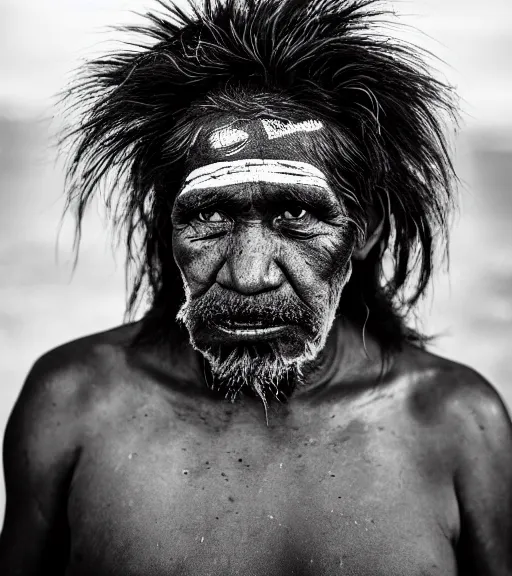 Prompt: Award winning reportage photo of Tuvalu Natives with incredible insane hair and beautiful hyper-detailed eyes wearing traditional garb by Lee Jeffries, 85mm ND 5, perfect lighting, gelatin silver process