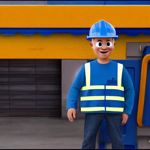 Image similar to bob from bob the builder spotted in real life, camera footage, realistic, 4 k, hyperrealistic, award winning